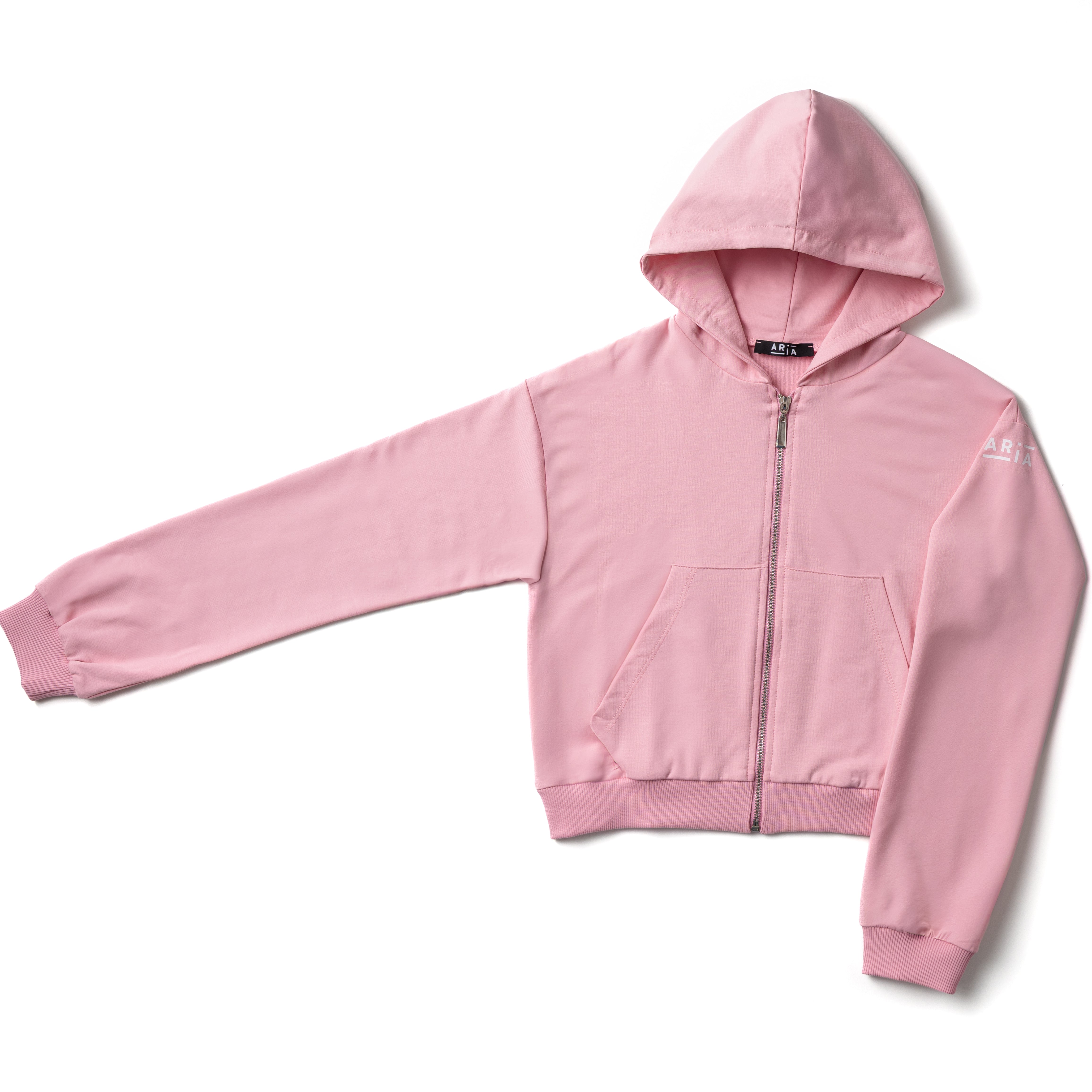 RAGAZZA – FELPA CORTA CON CAPPUCCIO E ZIP